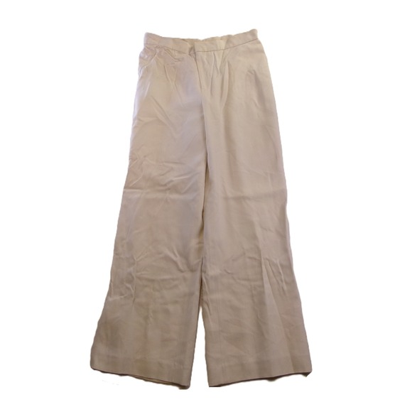 Lauren Ralph Lauren Pants - Lauren Ralph Lauren Womens 10P Pants Cream 100% Silk Wide Leg Trousers NWT